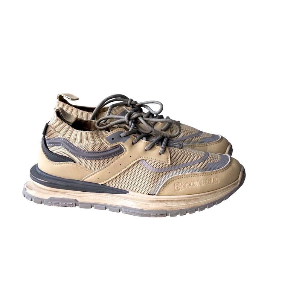 Southpole Mens Tan Grey‎ Mesh Knit Collar Lifestyle Sneakers Low Top Sz 9